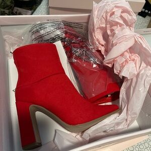 JustFab Bold Red Ankle Booties